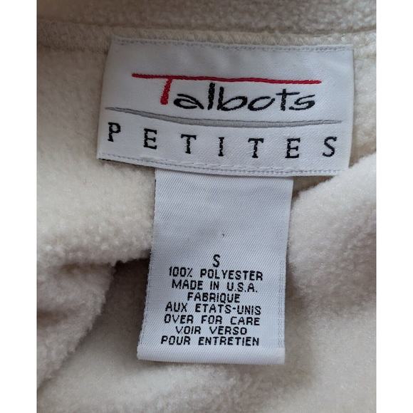 Vintage 90s Shacket Cream Fleece Button Jacket Size Petite Small PS Talbots - Picture 5 of 6